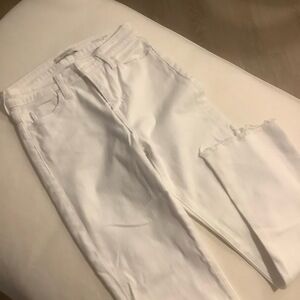 Fidelity Jeans Womens Size 24 White Cropped Flare Distressed Hem Modern Casual